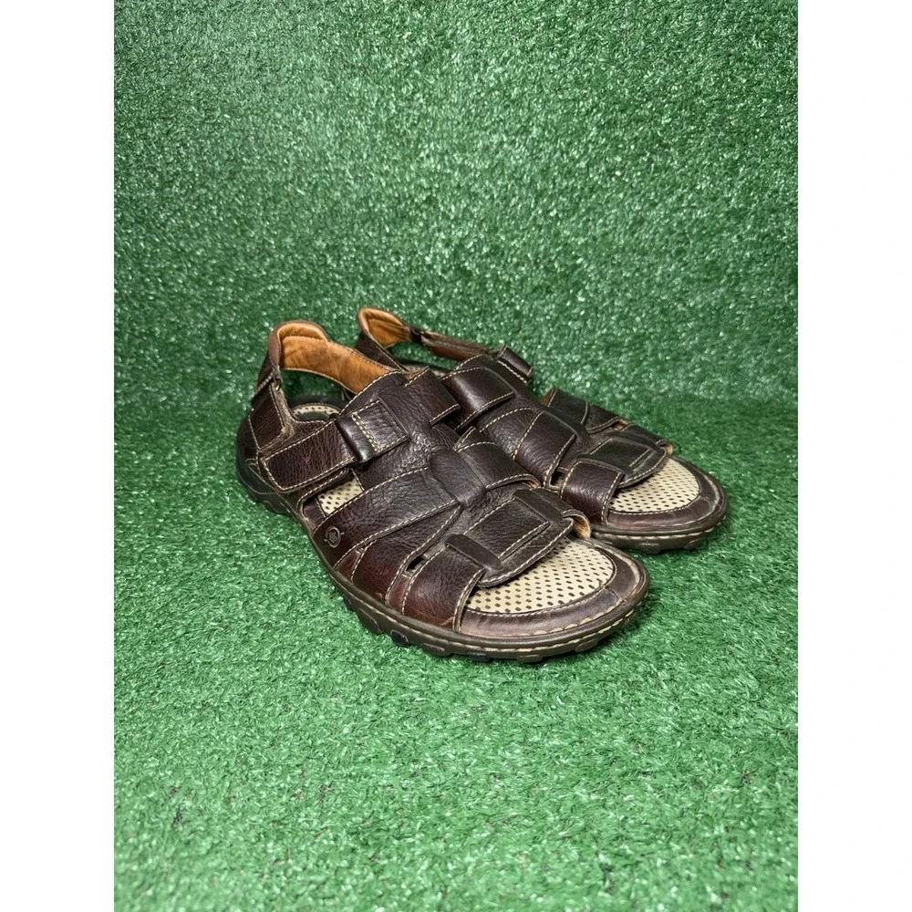 Born Sandals Mens Size 10 US 44 EU Brown Leather Fisherman Comfort Shoe Strappy